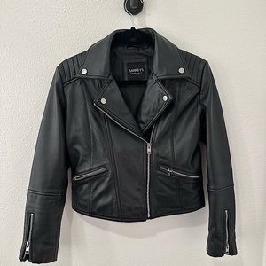 Barneys New York Black Leather Moto Jacket